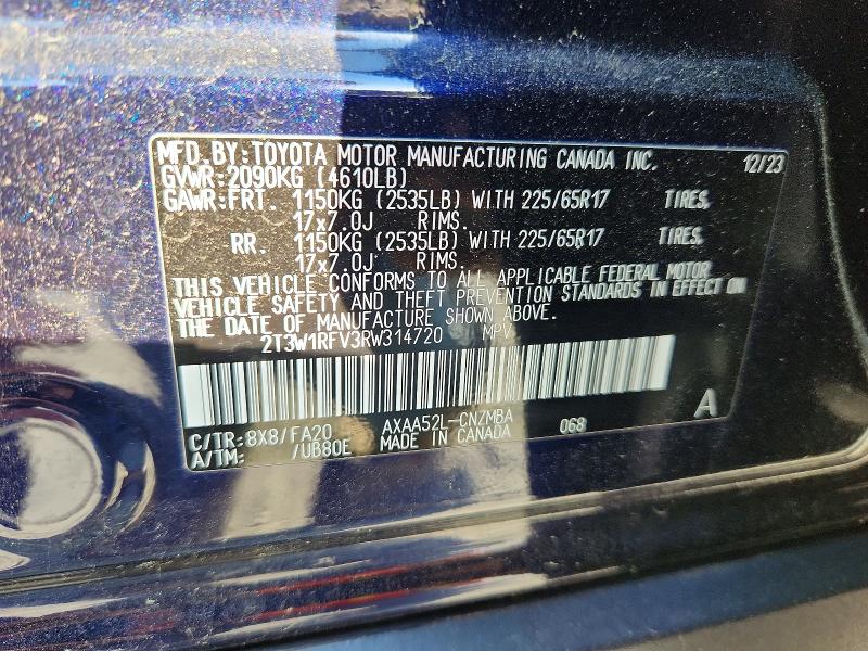 Aukcja sprzedaży 2024 Toyota Rav4, vin: 2T3W1RFV3RW314720, numer aukcji: 51247576