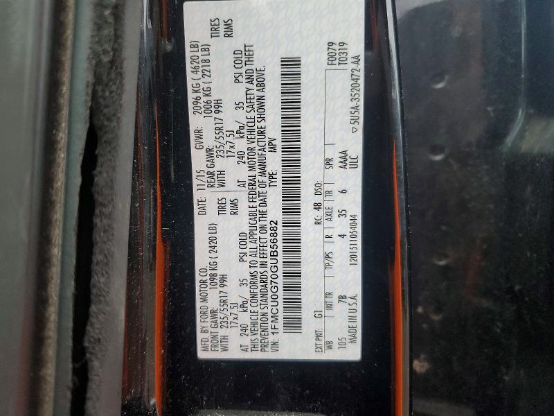 Aukcja sprzedaży 2016 Ford Escape, vin: 1FMCU0G70GUB56882, numer aukcji: 49580636