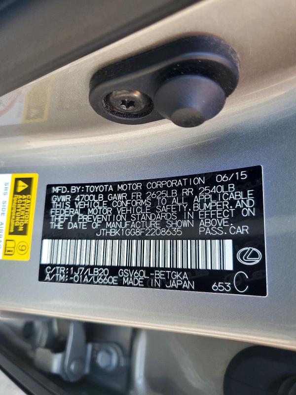 Продаж на аукціоні авто 2015 Lexus Es, vin: JTHBK1GG8F2208635, номер лоту: 49517286
