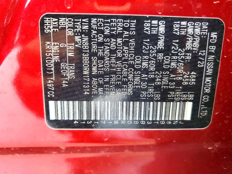 Aukcja sprzedaży 2024 Nissan Rogue, vin: JN8BT3BB0RW171314, numer aukcji: 48858326