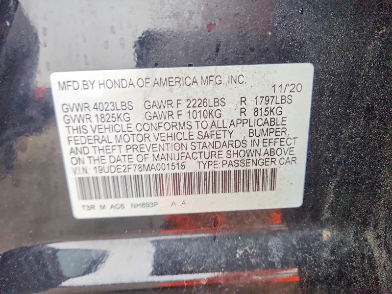 Aukcja sprzedaży 2021 Acura Ilx, vin: 19UDE2F78MA001515, numer aukcji: 48566926