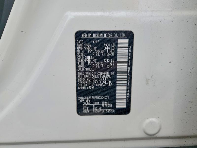 Aukcja sprzedaży 2017 Nissan Armada, vin: JN8AY2NF5H9304071, numer aukcji: 50651456