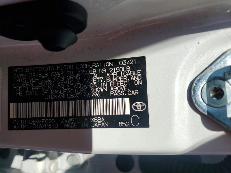 Aukcja sprzedaży 2021 Toyota Prius, vin: JTDKAMFU8M3146996, numer aukcji: 51674116