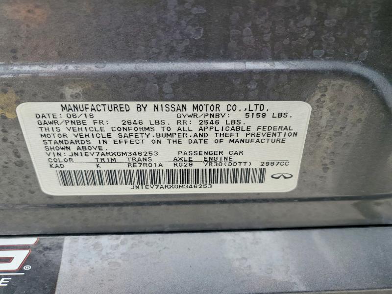 51175426 :رقم المزاد ، JN1EV7ARXGM346253 vin ، 2016 Infiniti Q50 مزاد بيع