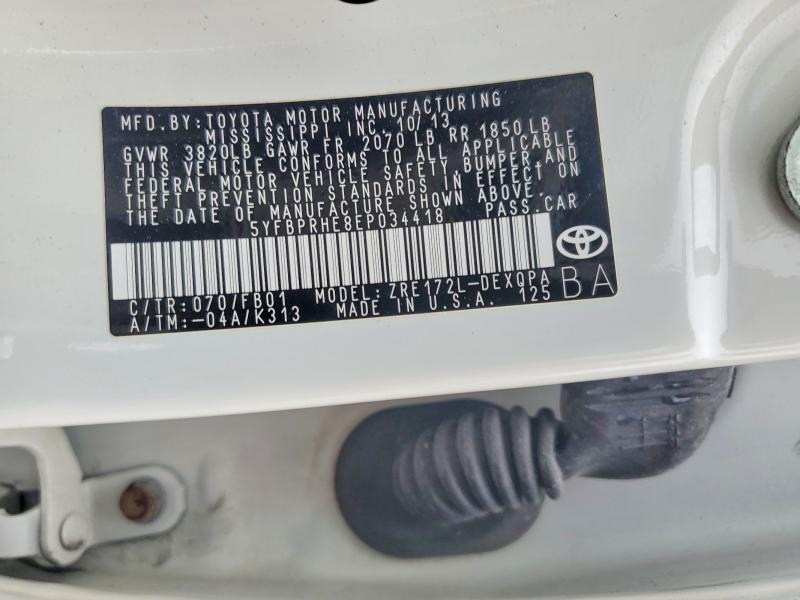 Продаж на аукціоні авто 2014 Toyota Corolla, vin: 5YFBPRHE8EP034418, номер лоту: 51856126