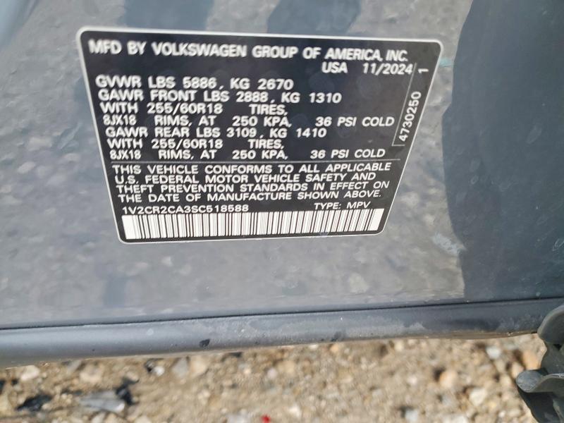 Aukcja sprzedaży 2025 Volkswagen Atlas, vin: 1V2CR2CA3SC518588, numer aukcji: 49404876