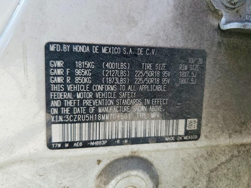 Aukcja sprzedaży 2021 Honda Hr-v, vin: 3CZRU5H18MM704501, numer aukcji: 50303216