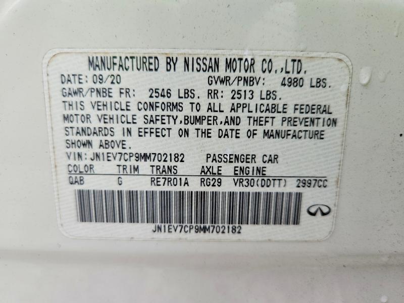 Продажа на аукционе авто 2021 Infiniti Q50, vin: JN1EV7CP9MM702182, номер лота: 48913356