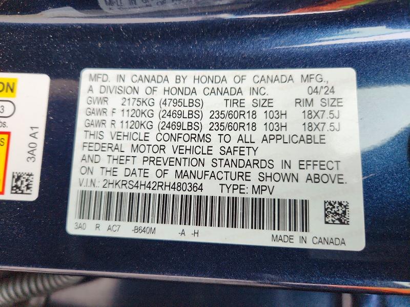Продажа на аукционе авто 2024 Honda Cr-v, vin: 2HKRS4H42RH480364, номер лота: 51682206