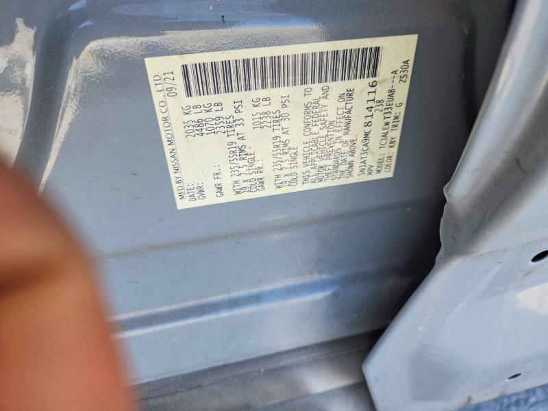 49661846 :رقم المزاد ، 5N1AT3CA9MC814116 vin ، 2021 Nissan Rogue مزاد بيع