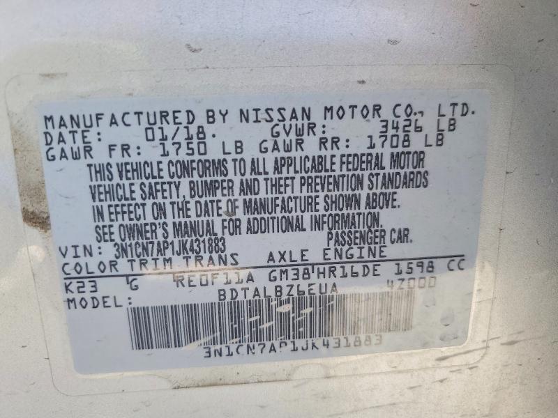 48914476 :رقم المزاد ، 3N1CN7AP1JK431883 vin ، 2018 Nissan Versa مزاد بيع