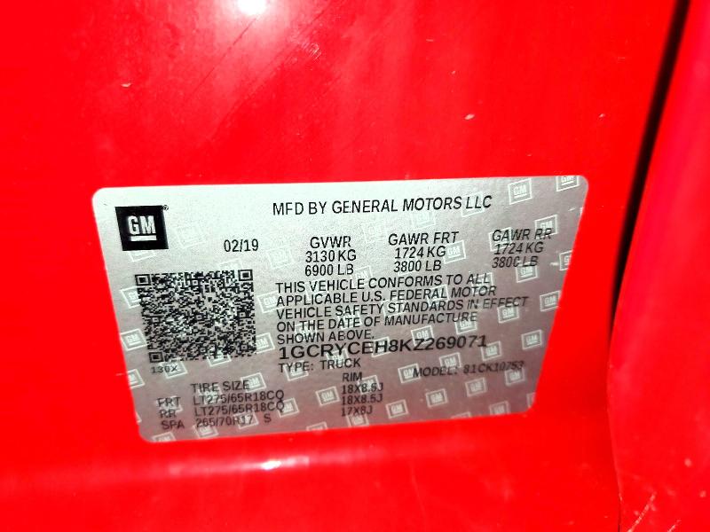 Продажа на аукционе авто 2019 Chevrolet Silverado, vin: 1GCRYCEH8KZ269071, номер лота: 49140746