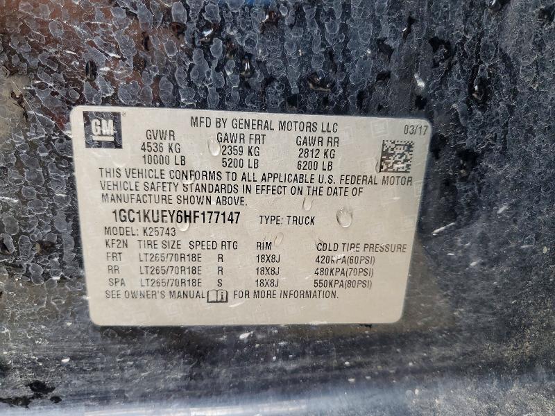 2017 Chevrolet Silverado მანქანა იყიდება აუქციონზე, vin: 1GC1KUEY6HF177147, აუქციონის ნომერი: 50335346