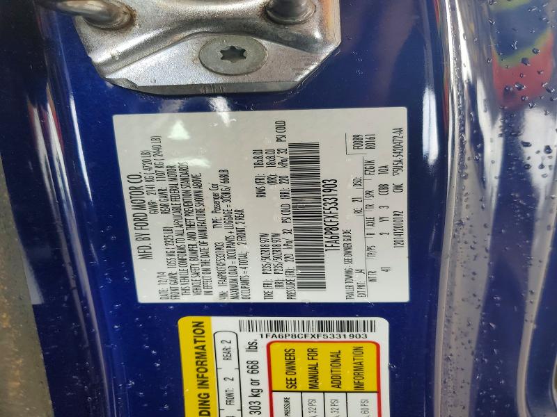 51605386 :رقم المزاد ، 1FA6P8CFXF5331903 vin ، 2015 Ford Mustang مزاد بيع