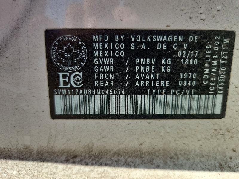 Aukcja sprzedaży 2017 Volkswagen Golf, vin: 3VW117AU8HM045074, numer aukcji: 51108296