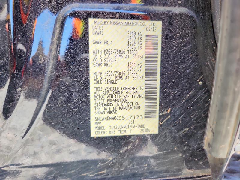 Aukcja sprzedaży 2012 Nissan Xterra, vin: 5N1AN0NW0CC517123, numer aukcji: 51301136