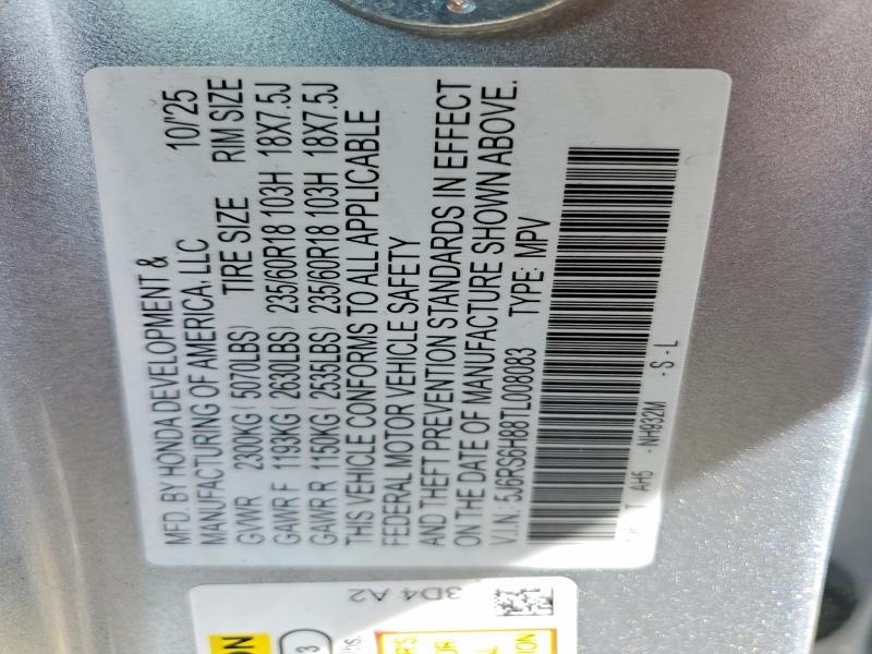 Продаж на аукціоні авто 2026 Honda Cr-v, vin: 5J6RS6H88TL008083, номер лоту: 49751206