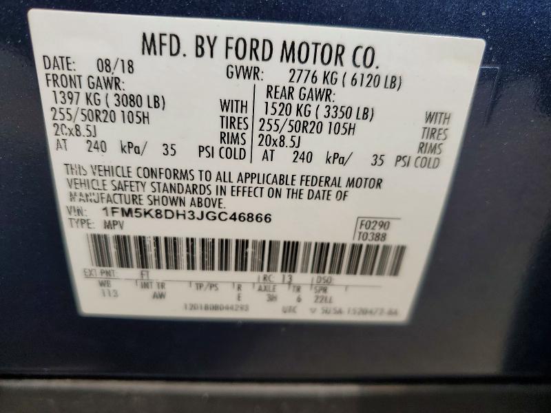 Aukcja sprzedaży 2018 Ford Explorer, vin: 1FM5K8DH3JGC46866, numer aukcji: 47525246