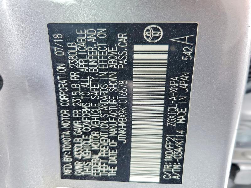 50731956 :رقم المزاد ، JTNKHMBX9K1016578 vin ، 2019 Toyota C-hr مزاد بيع