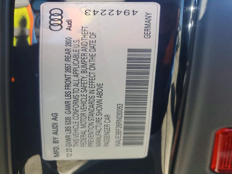 Aukcja sprzedaży 2024 Audi A6, vin: WAUE3BF26RN030053, numer aukcji: 49273156
