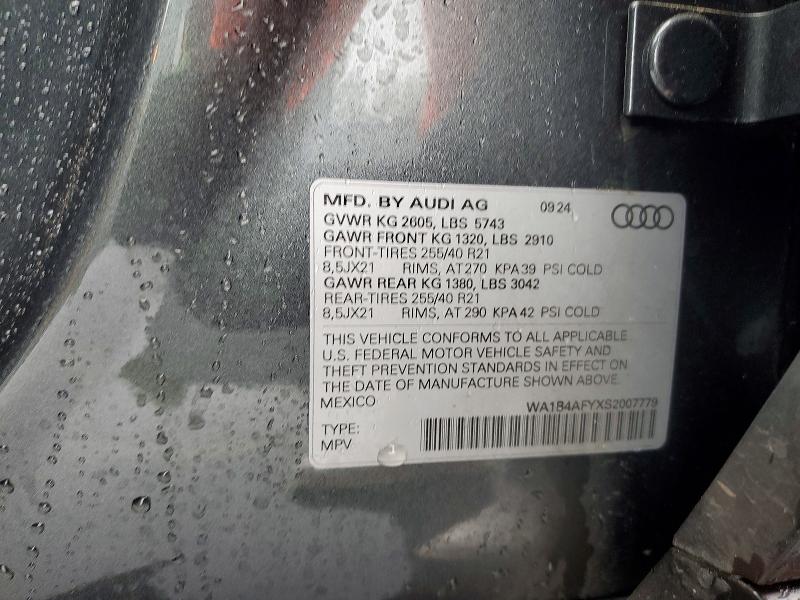 50748466 :رقم المزاد ، WA1B4AFYXS2007779 vin ، 2025 Audi Sq5 مزاد بيع