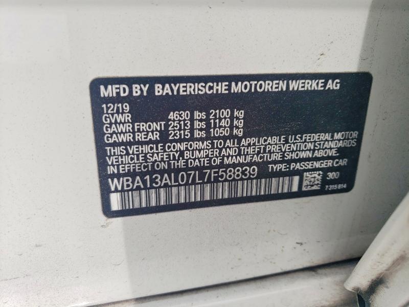 49090086 :رقم المزاد ، WBA13AL07L7F58839 vin ، 2020 Bmw M235xi مزاد بيع