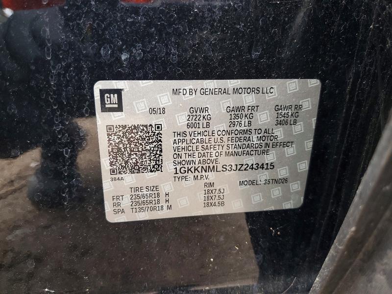Продаж на аукціоні авто 2018 Gmc Acadia, vin: 1GKKNMLS3JZ243415, номер лоту: 49644466