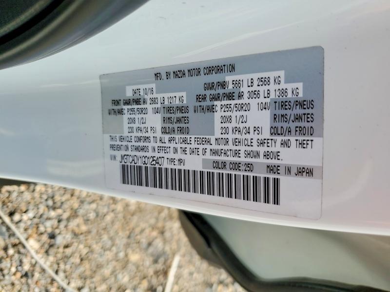 Продажа на аукционе авто 2016 Mazda Cx-9, vin: JM3TCADY1G0125407, номер лота: 48979066