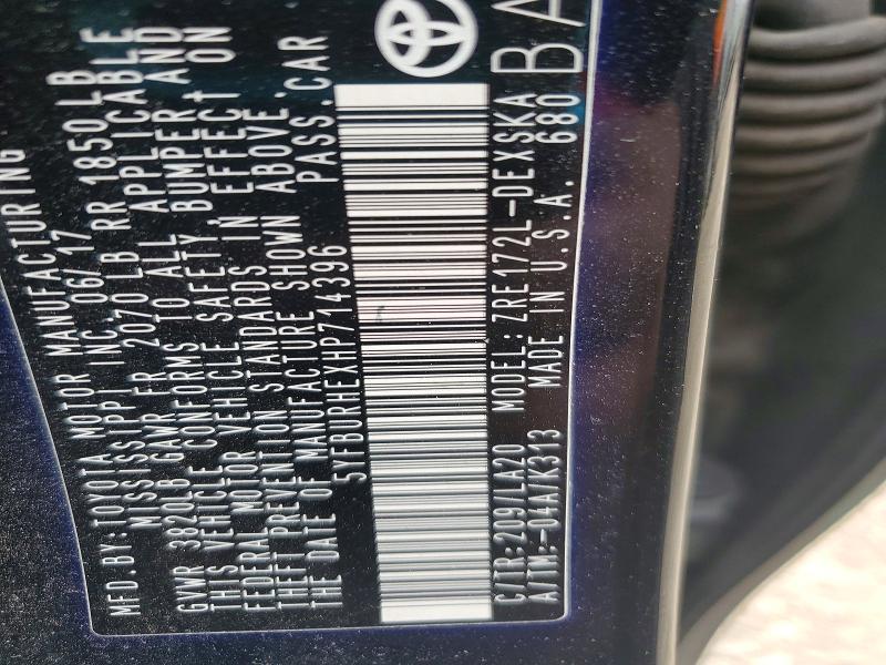 Aukcja sprzedaży 2017 Toyota Corolla, vin: 5YFBURHEXHP714396, numer aukcji: 51287566