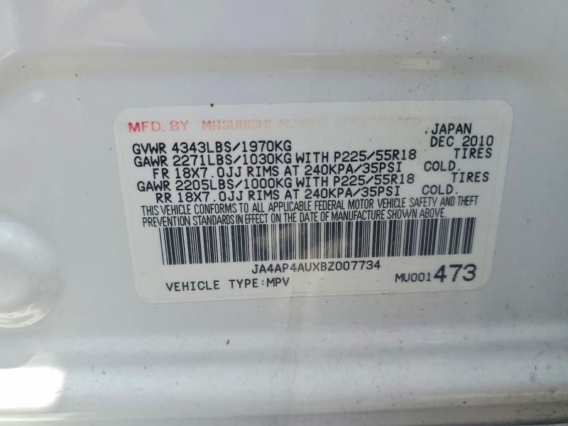 49188026 :رقم المزاد ، JA4AP4AUXBZ007734 vin ، 2011 Mitsubishi Outlander Sport مزاد بيع