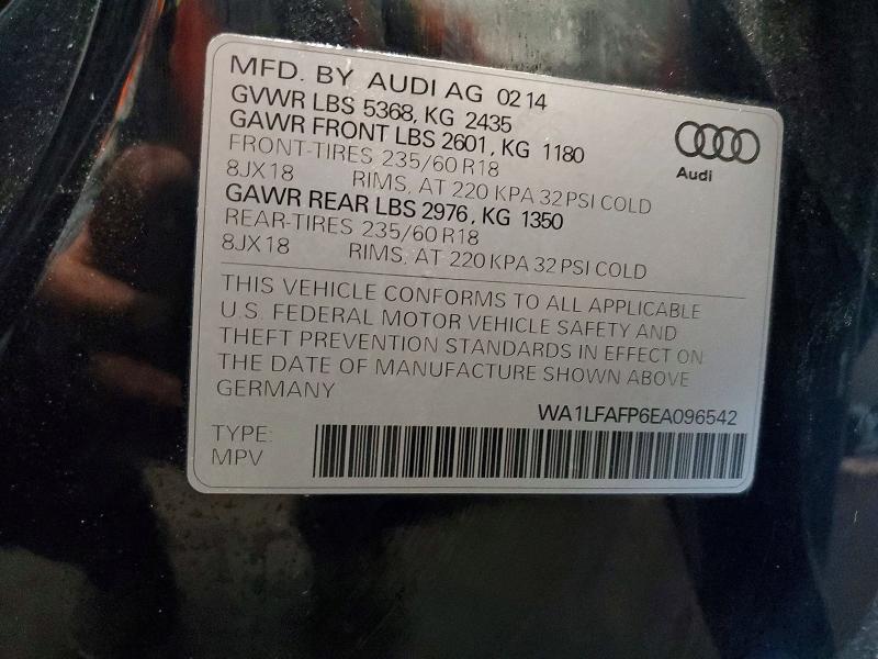 2014 Audi Q5 მანქანა იყიდება აუქციონზე, vin: WA1LFAFP6EA096542, აუქციონის ნომერი: 49670666
