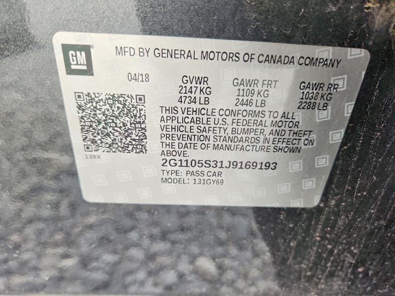 Aukcja sprzedaży 2018 Chevrolet Impala, vin: 2G1105S31J9169193, numer aukcji: 49331676