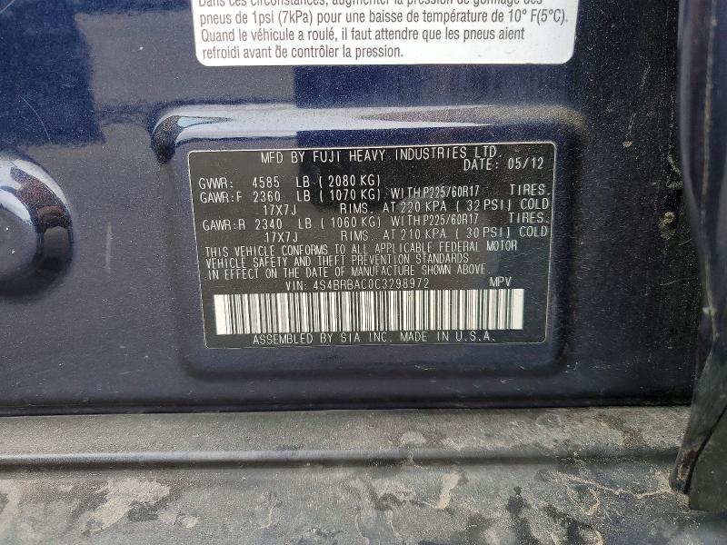 51438266 :رقم المزاد ، 4S4BRBAC0C3298972 vin ، 2012 Subaru Outback مزاد بيع