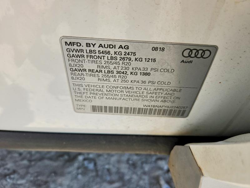 Продаж на аукціоні авто 2018 Audi Q5, vin: WA1BNAFY0J2240257, номер лоту: 49607466