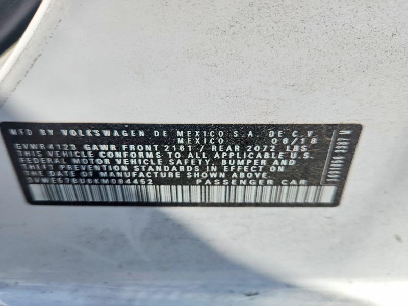 Продаж на аукціоні авто 2019 Volkswagen Jetta, vin: 3VWE57BU6KM084452, номер лоту: 50747346