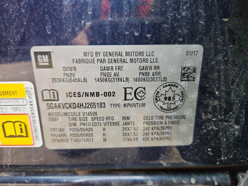 Aukcja sprzedaży 2017 Buick Enclave, vin: 5GAKVCKD4HJ265183, numer aukcji: 49798476