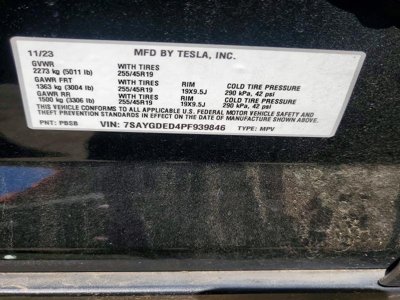 Продаж на аукціоні авто 2023 Tesla Model Y, vin: 7SAYGDED4PF939846, номер лоту: 49897496