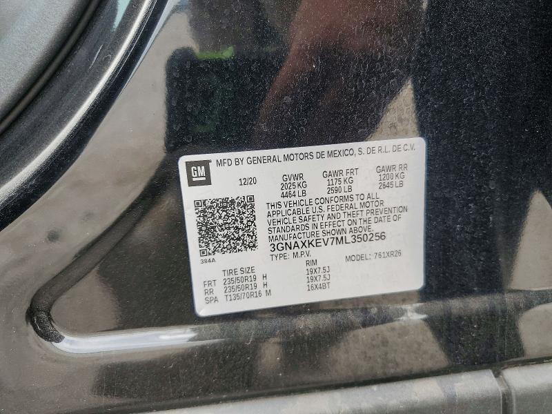 2021 Chevrolet Equinox მანქანა იყიდება აუქციონზე, vin: 3GNAXKEV7ML350256, აუქციონის ნომერი: 50015206