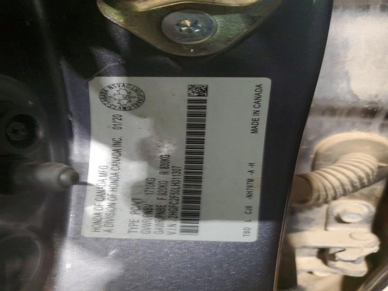Aukcja sprzedaży 2020 Honda Civic, vin: 2HGFC2F50LH011307, numer aukcji: 50803746