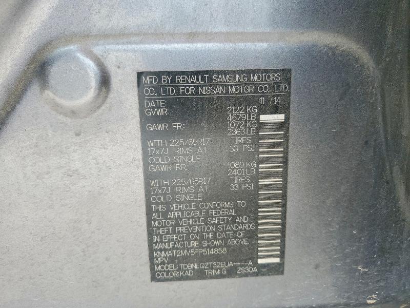 51773366 :رقم المزاد ، KNMAT2MV5FP514858 vin ، 2015 Nissan Rogue مزاد بيع