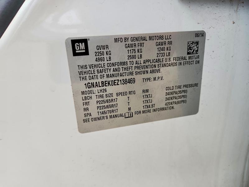 Aukcja sprzedaży 2014 Chevrolet Equinox, vin: 1GNALBEK0EZ138469, numer aukcji: 51841876