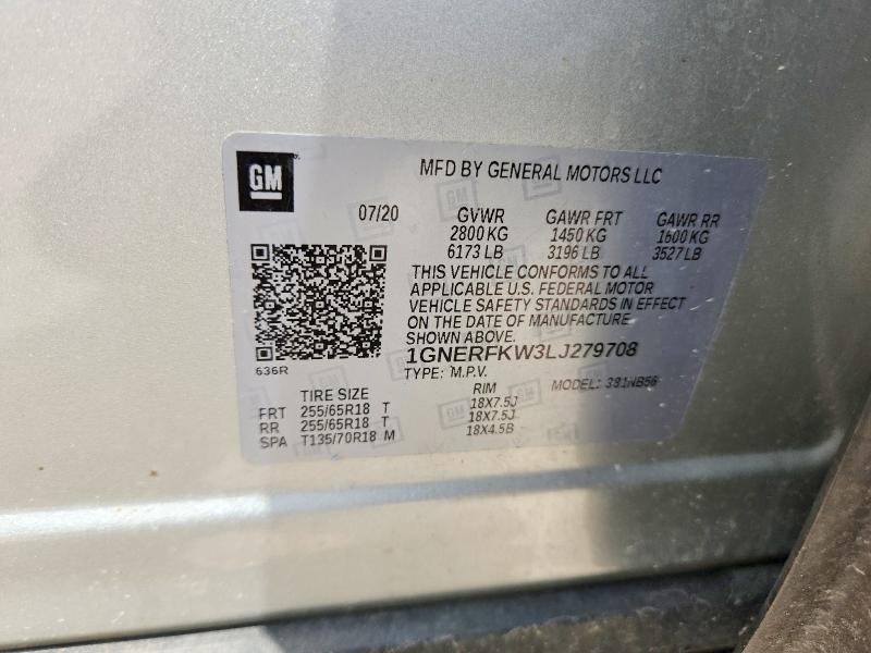 49678336 :رقم المزاد ، 1GNERFKW3LJ279708 vin ، 2020 Chevrolet Traverse مزاد بيع