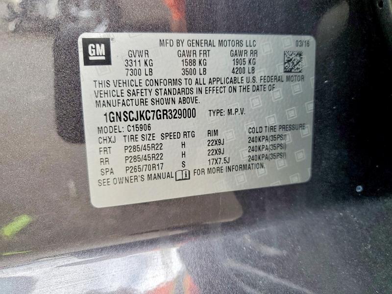 2016 Chevrolet Suburban მანქანა იყიდება აუქციონზე, vin: 1GNSCJKC7GR329000, აუქციონის ნომერი: 48396516