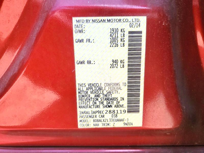 49626946 :رقم المزاد ، 1N4AL3AP9EC288119 vin ، 2014 Nissan Altima مزاد بيع