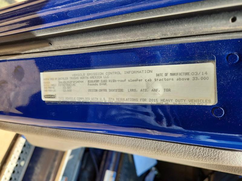 2015 Freightliner Cascadia 125 მანქანა იყიდება აუქციონზე, vin: 3AKJGLD53FSFU4944, აუქციონის ნომერი: 51451506