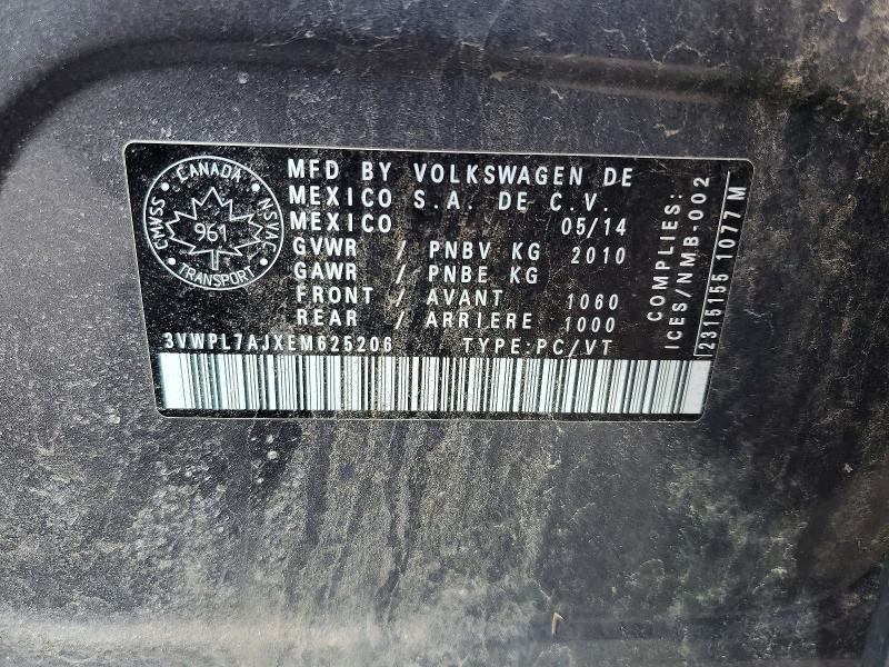 48641976 :رقم المزاد ، 3VWPL7AJXEM625206 vin ، 2014 Volkswagen Jetta مزاد بيع