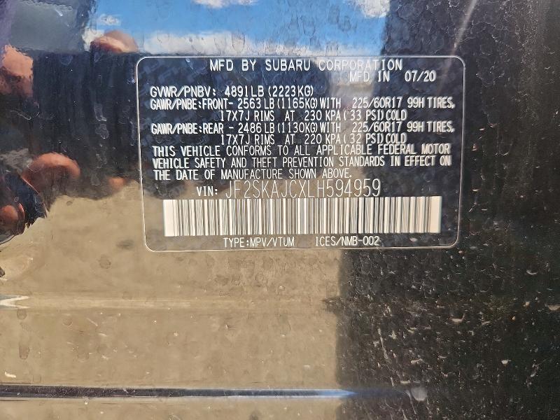 49277436 :رقم المزاد ، JF2SKAJCXLH594959 vin ، 2020 Subaru Forester مزاد بيع