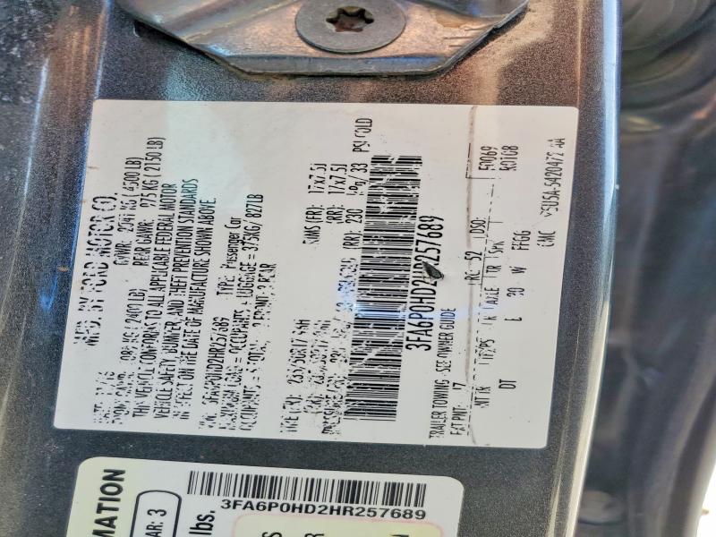 Aukcja sprzedaży 2017 Ford Fusion, vin: 3FA6P0HD2HR257689, numer aukcji: 51540956