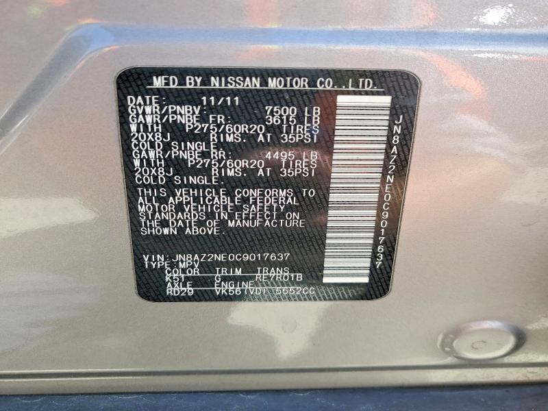 Продажа на аукционе авто 2012 Infiniti Qx56, vin: JN8AZ2NE0C9017637, номер лота: 48347726