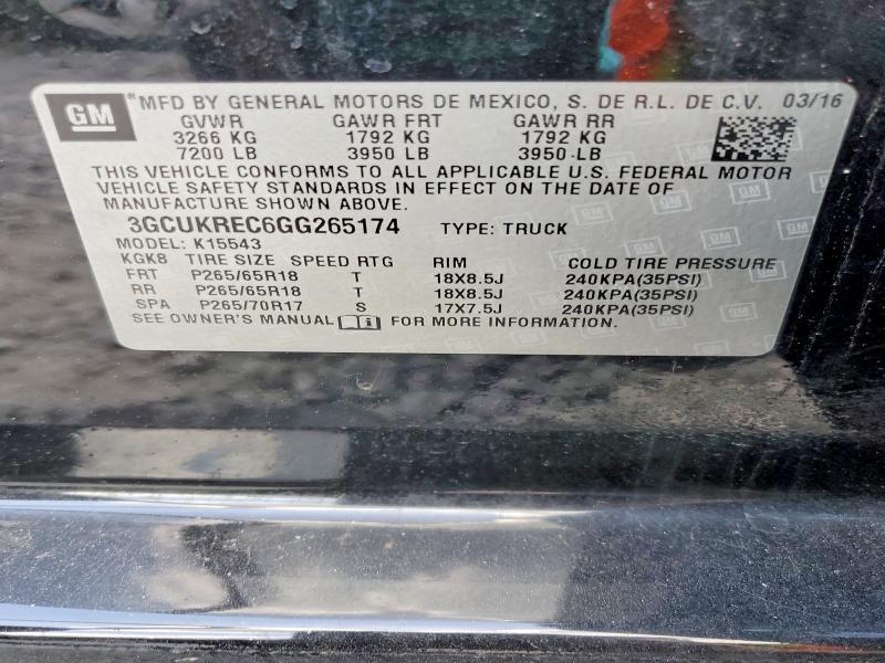 49936366 :رقم المزاد ، 3GCUKREC6GG265174 vin ، 2016 Chevrolet Silverado مزاد بيع